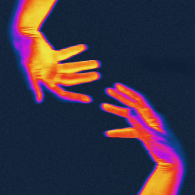 Hands artwork representing human-AI collaboration